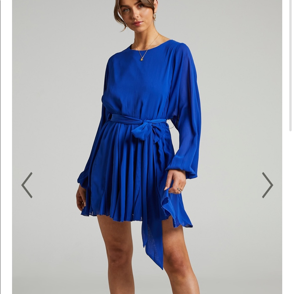 Showpo Ancora tie front long sleeve mini dress. Size US 8. New with tags.